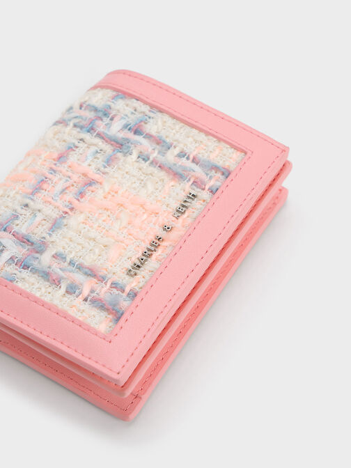 Micaela Tweed Card Holder, Pink, hi-res