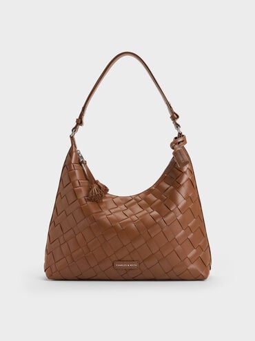 T&uacute;i đeo vai Ivette Woven Tassel, Chocolate, hi-res