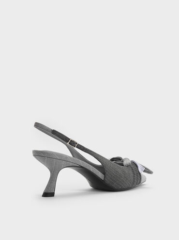 Gi&agrave;y sandals cao g&oacute;t Striped Printed-Bow, X&aacute;m, hi-res