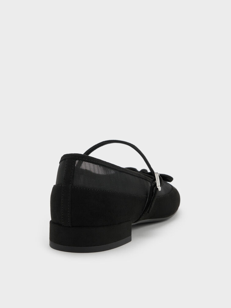 Mulligan Faux Suede & Mesh Mary Janes, Black Textured, hi-res