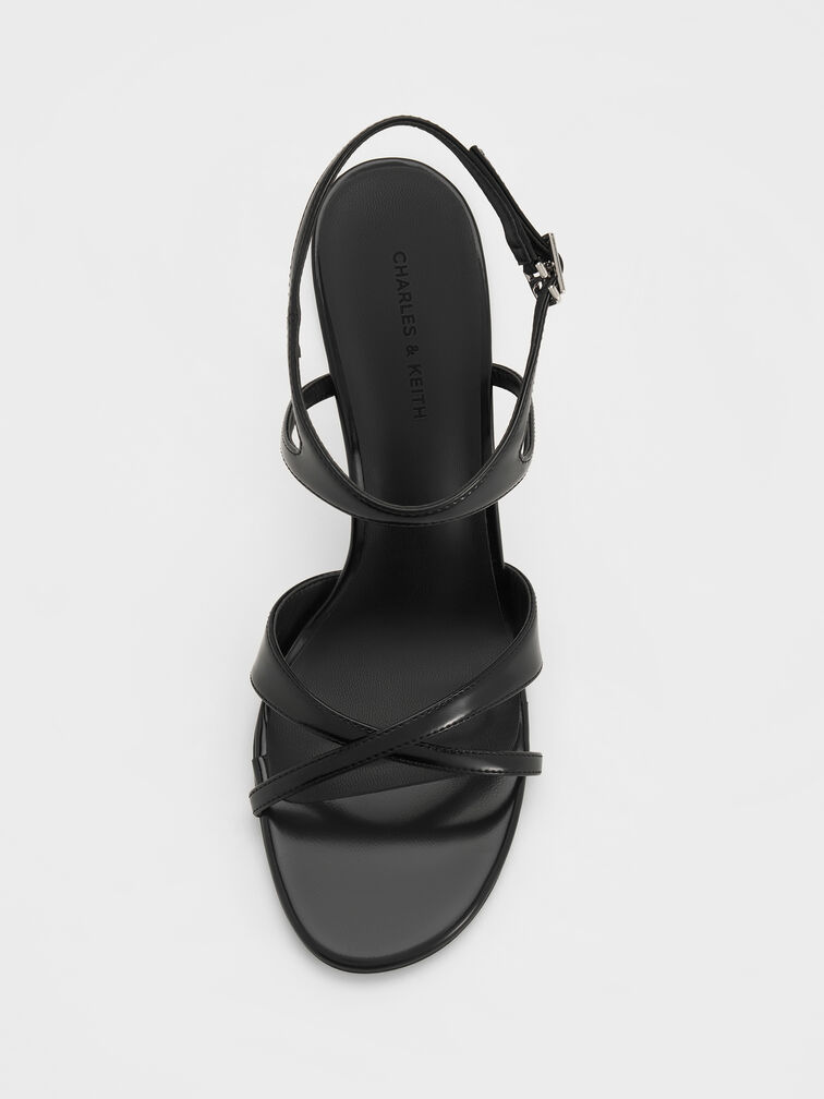 Gi&agrave;y sandals cao g&oacute;t Crossover, Đen b&oacute;ng nh&aacute;m, hi-res