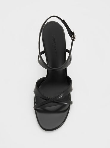 Gi&agrave;y sandals cao g&oacute;t Crossover, Đen b&oacute;ng nh&aacute;m, hi-res