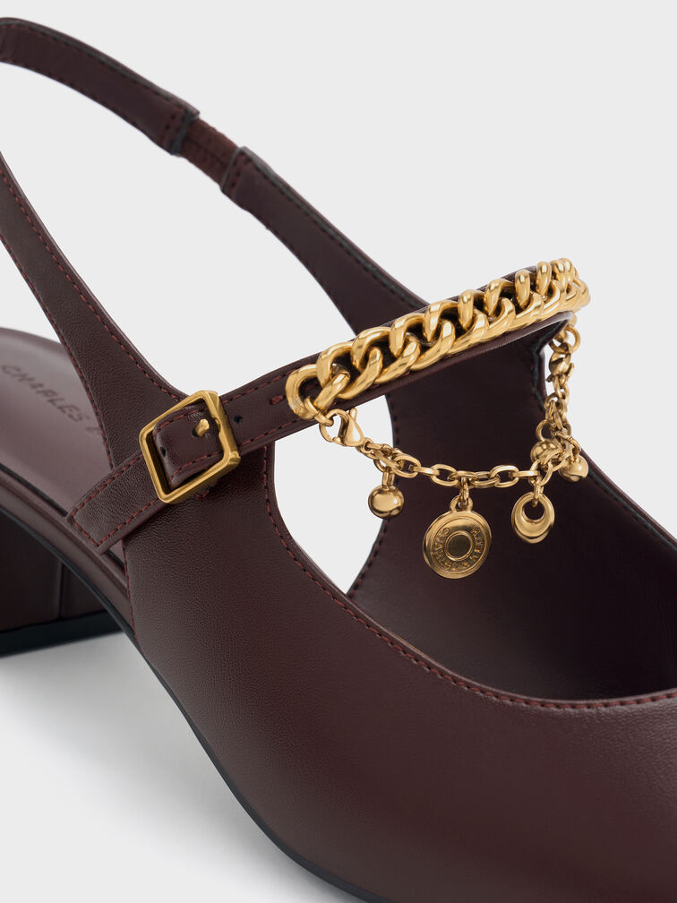 Gi&agrave;y sandals cao g&oacute;t Double-Chain Charm đỏ burgundy, Đỏ burgundy, hi-res