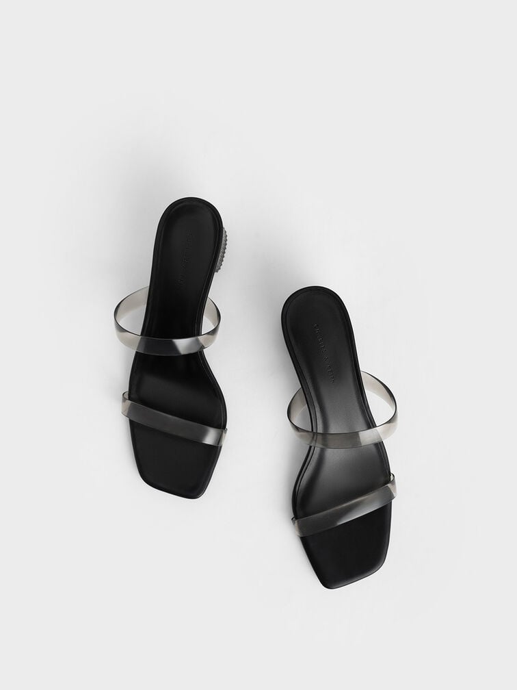Double Strap See-Through Mules, Black, hi-res