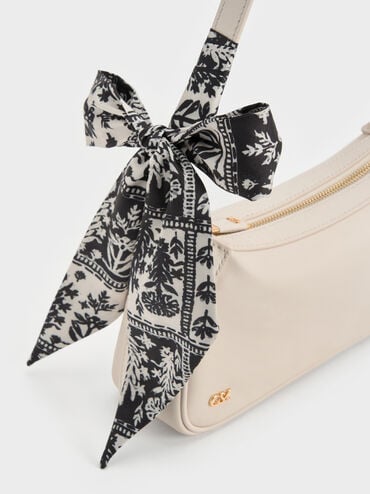 Cerese Leather Scarf-Handle Shoulder Bag, Chalk, hi-res