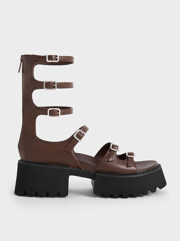 Lyric Gladiator Platform Sandals, Brown, hi-res