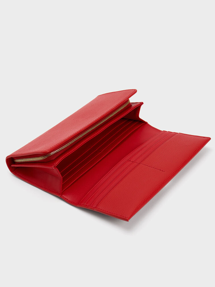 Tassel Detail Long Wallet, Red, hi-res