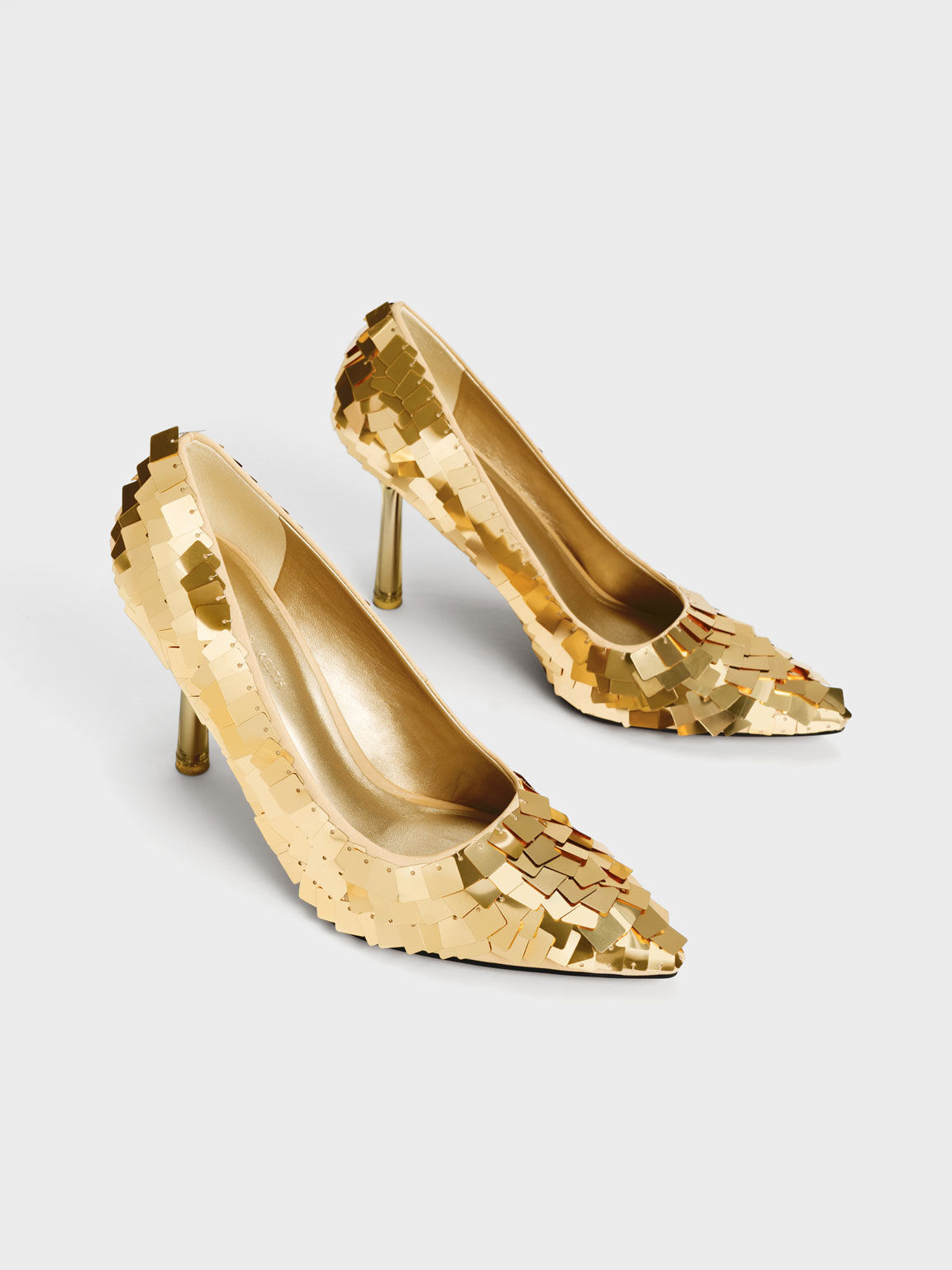 Giày cao gót Sequinned Stiletto, Vàng đồng, hi-res
