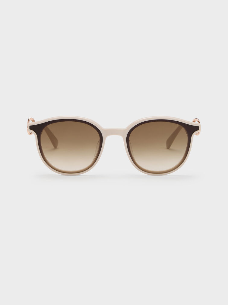Ciara Heart-Motif Sunglasses, Oat, hi-res