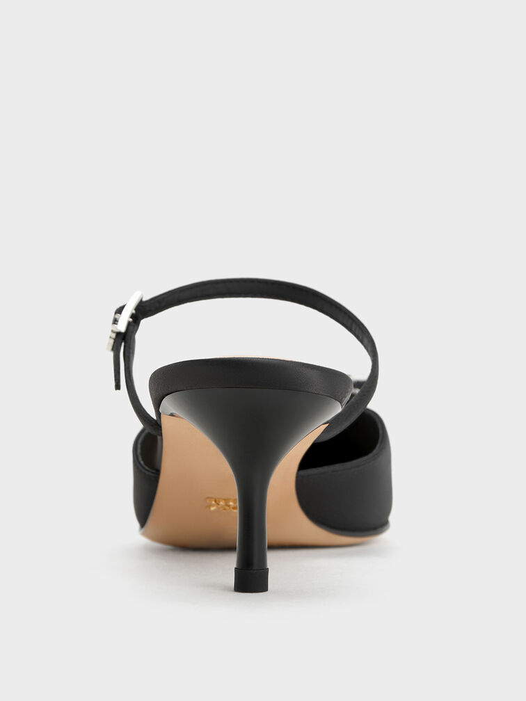 Gi&agrave;y mules cao g&oacute;t Recycled Polyester Bow Kitten-Heel, Đen họa tiết, hi-res