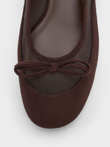 Mulligan Faux Suede & Mesh Mary Janes, Dark Brown Textured, hi-res