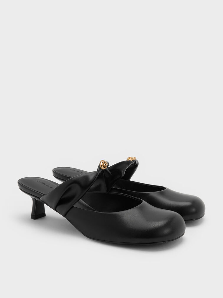 Gi&agrave;y mules cao g&oacute;t Metallic-Accent, Đen, hi-res