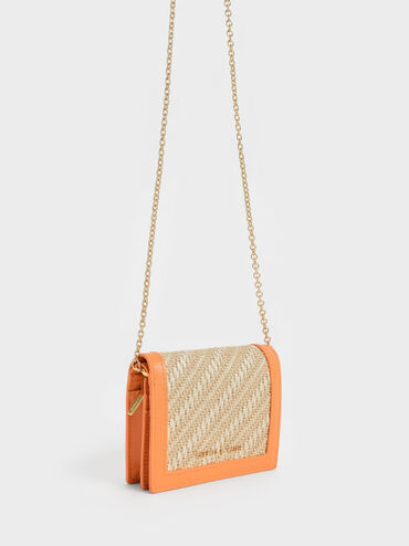 Cassia Snap Button Mini Short Wallet, Orange, hi-res