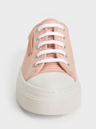 Giày mules mũi tròn hở gót Kay Striped Slip-On, Hồng, hi-res