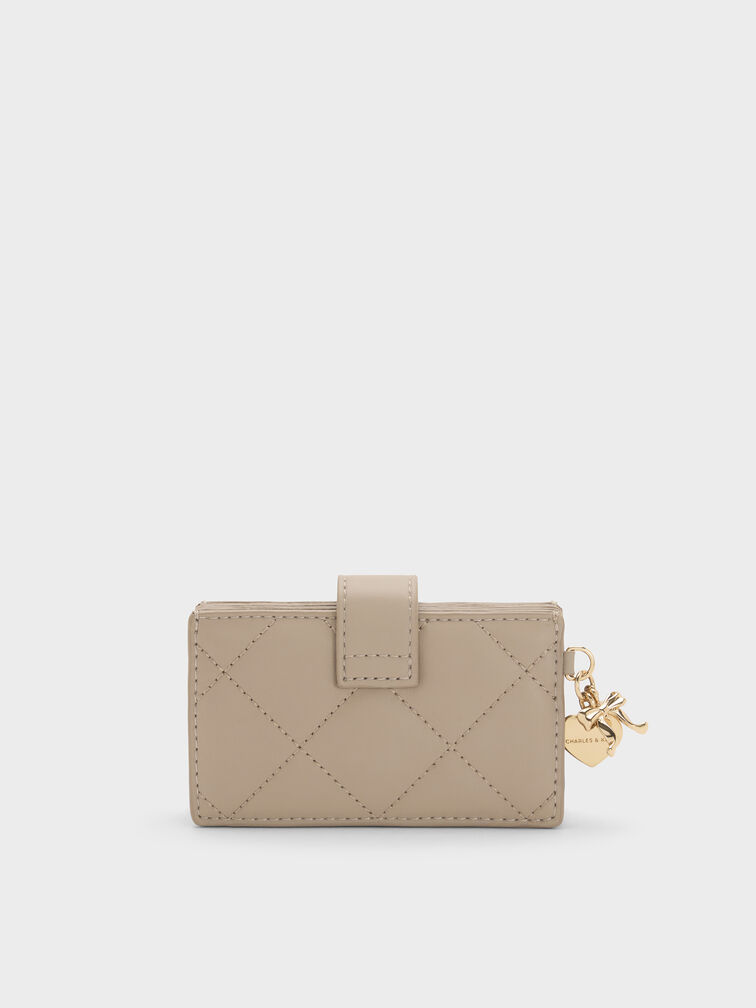 Arrietty Quilted Belted Card Holder, Taupe, hi-res