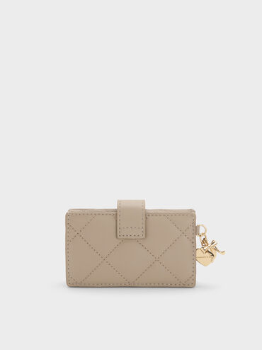 Arrietty Quilted Belted Card Holder, Taupe, hi-res