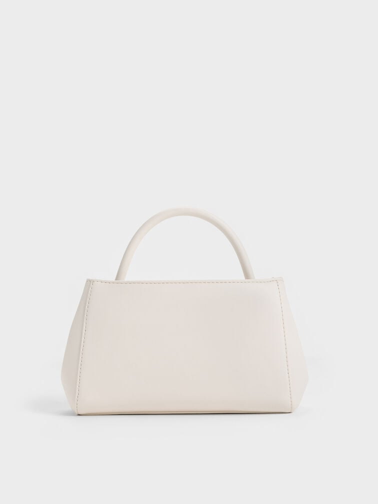 Hazel Bow Panelled Top Handle Bag, Cream, hi-res