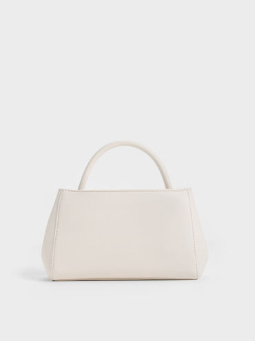 Hazel Bow Panelled Top Handle Bag, Cream, hi-res