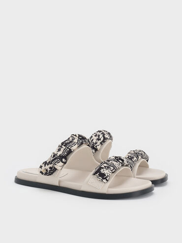 Tayari Leather Printed Double-Strap Sandals, Chalk, hi-res
