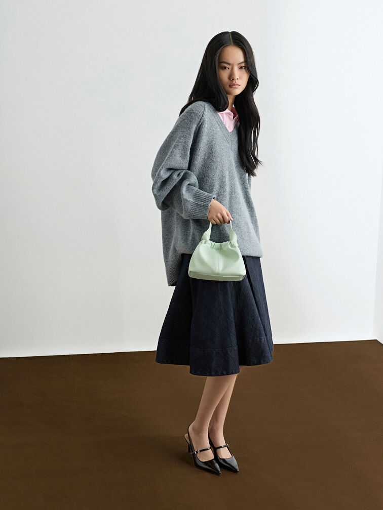 T&uacute;i x&aacute;ch h&igrave;nh thang Ally Ruched, Xanh bạc h&agrave;, hi-res