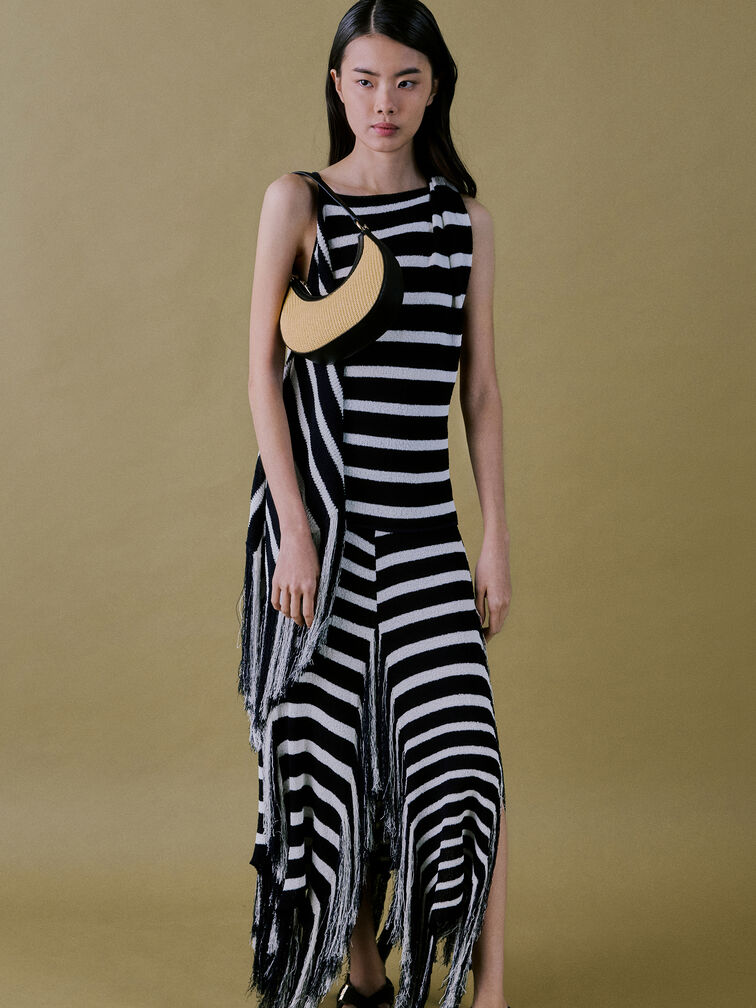 Leather & Raffia Crescent Hobo Bag, Neutral Raffia, hi-res