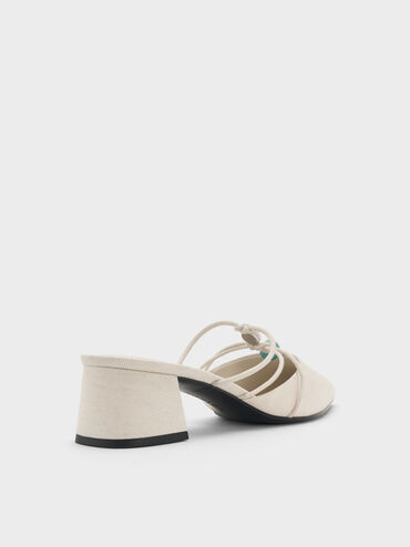 Georgie Linen Bead Pointed Mules, Chalk, hi-res