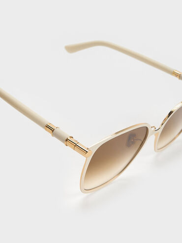Ophelia Metallic-Accent Square Sunglasses, Cream, hi-res