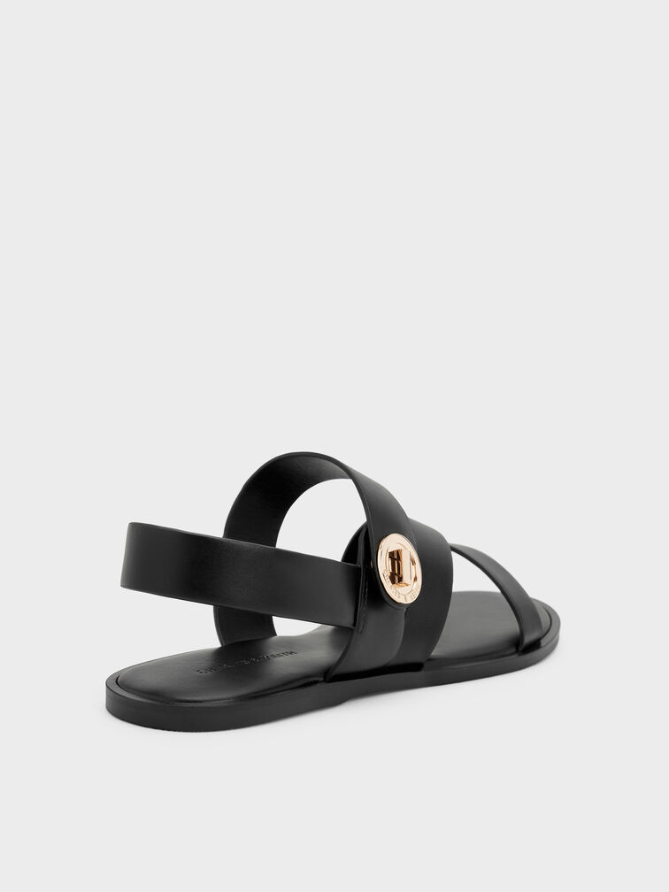 Gi&agrave;y sandals Yara Turn Lock Strappy, Đen, hi-res