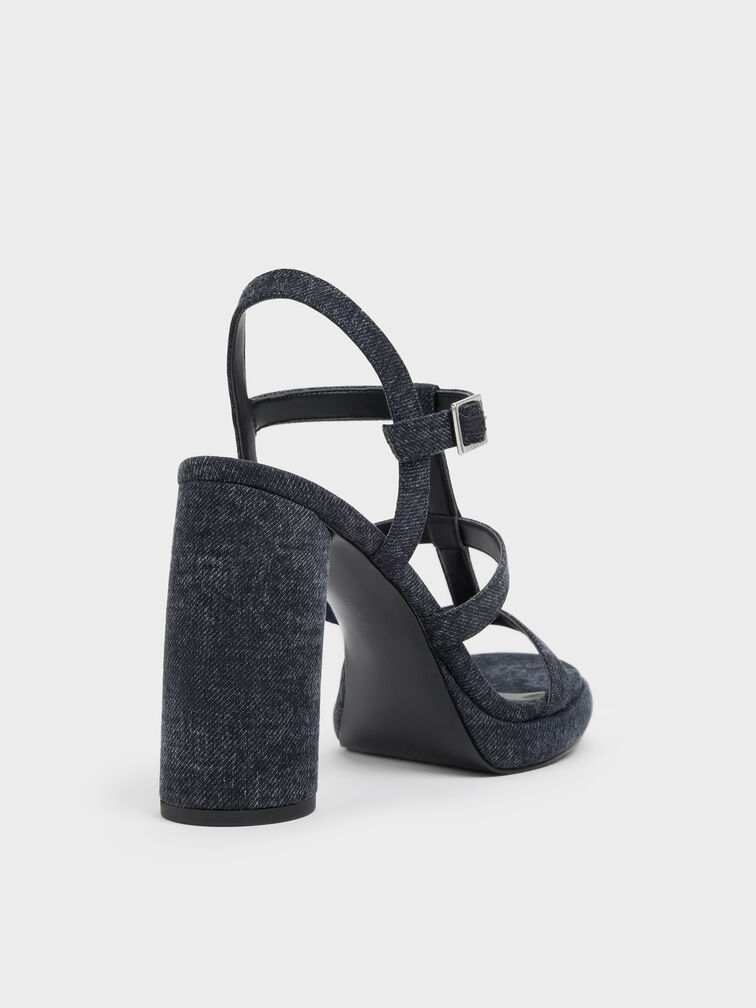 Gi&agrave;y sandals đế cao Aether Denim, Xanh đậm, hi-res