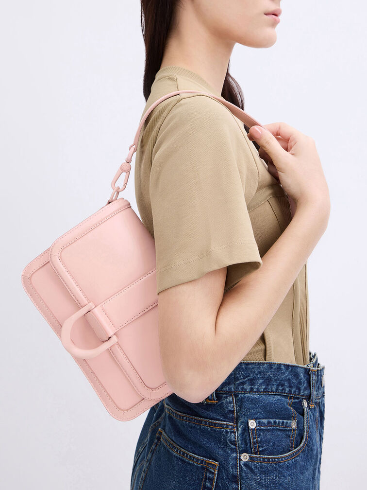Gabine Leather Crossbody Bag, Pink, hi-res