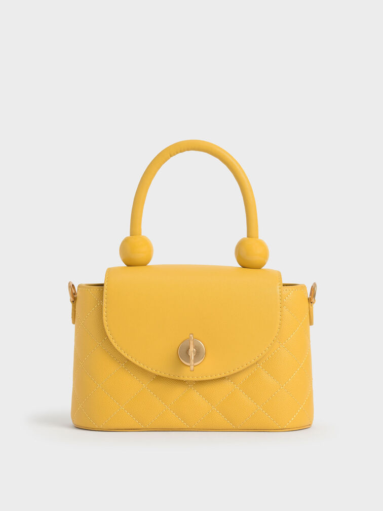 Top Handle Circle Bag, Yellow, hi-res