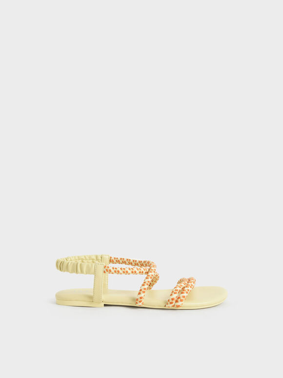 Giày sandals bé gái Printed Rope, Vàng, hi-res