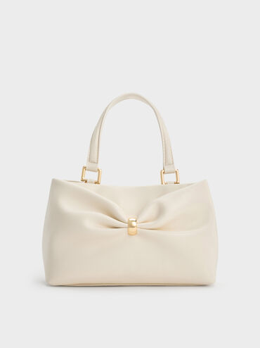 Halsey Ruched Top Handle Bag, Cream, hi-res