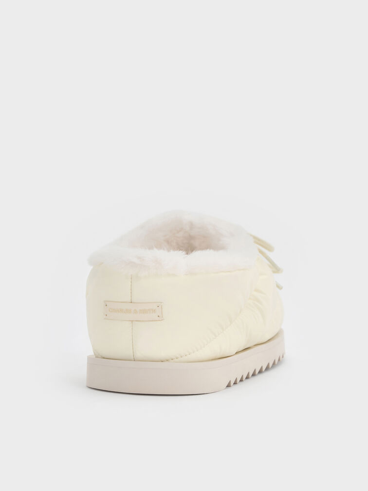 Egan Nylon Puffy Panelled Lace-Tie Mules, Chalk, hi-res