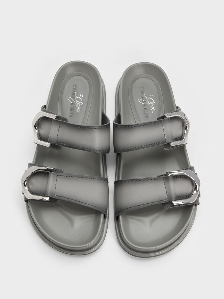 Gabine Leather Ombre Buckled Sandals, Light Grey, hi-res