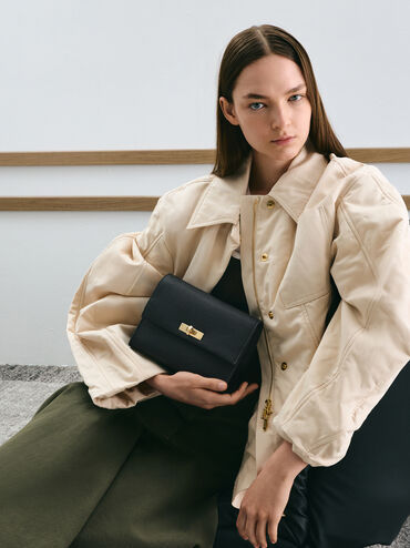 Túi đeo chéo phom chữ nhật Chance, Đen, hi-res