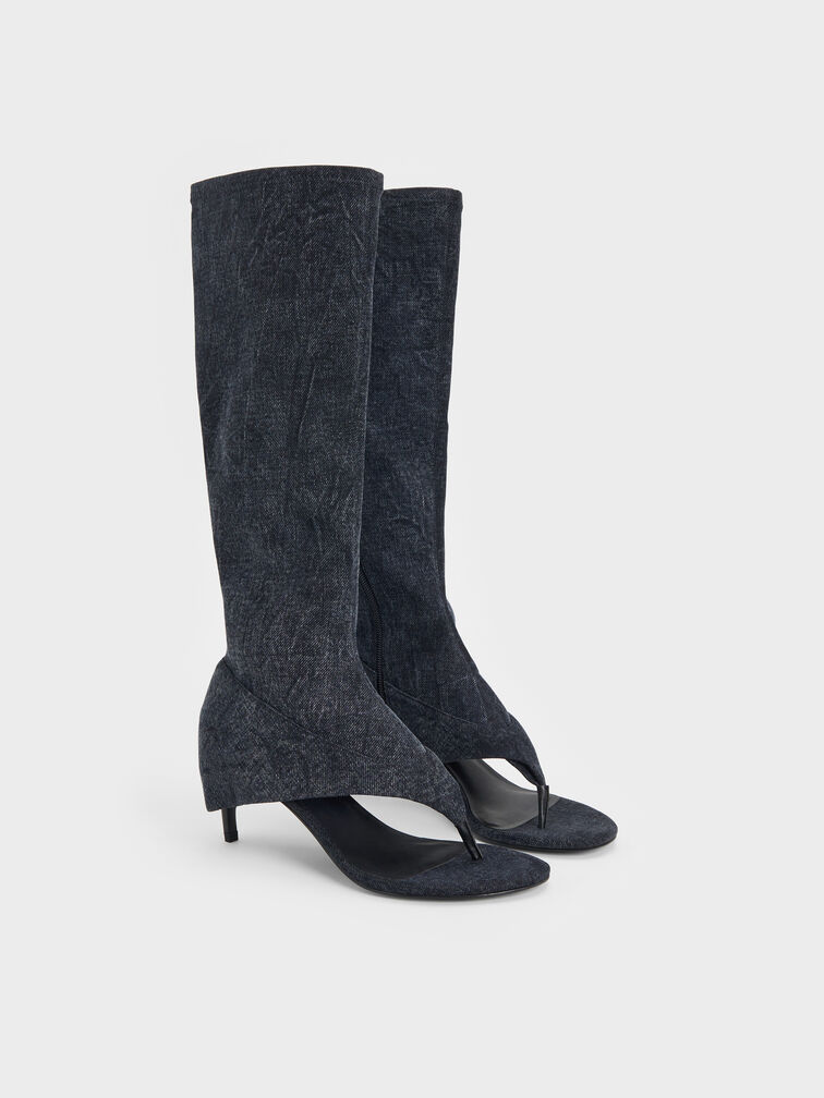 Aether Denim Thong Boots, Dark Blue, hi-res