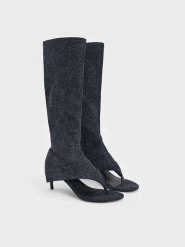Aether Denim Thong Boots, Dark Blue, hi-res