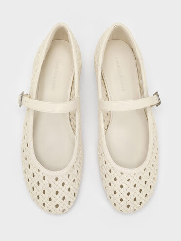 Gi&agrave;y b&uacute;p b&ecirc; mũi tr&ograve;n Woven, Kem, hi-res