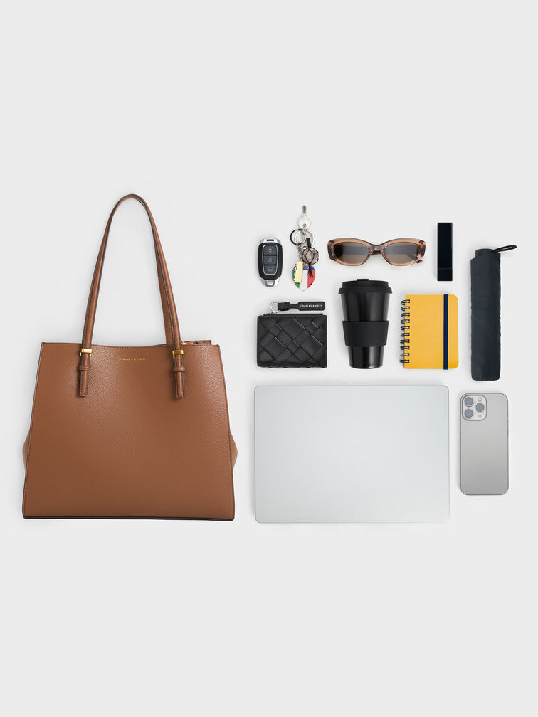 Túi tote phom hình thang Sansa, Chocolate, hi-res