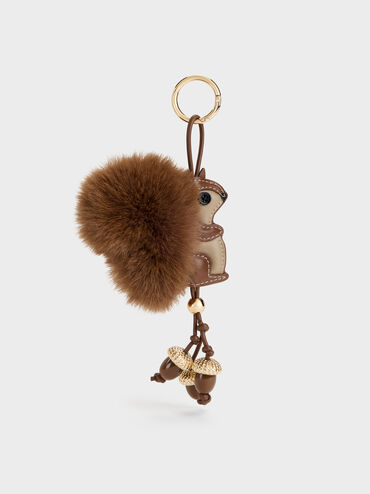 Furry Squirrel Acorn Charm, Multi, hi-res