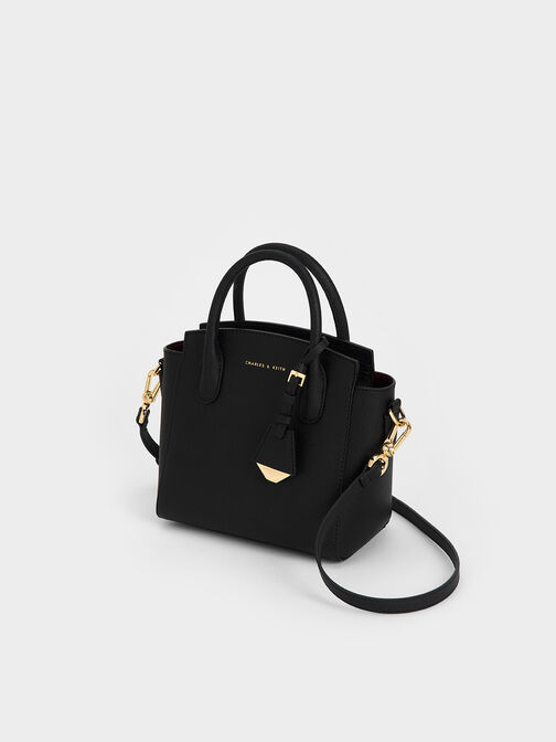 Harper Structured Top Handle Bag, Black, hi-res