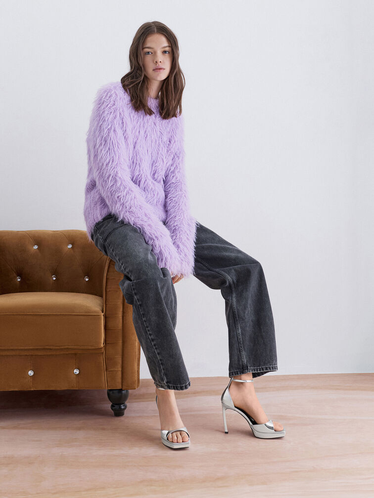 Gi&agrave;y sandals cao g&oacute;t Metallic Platform, Bạc, hi-res