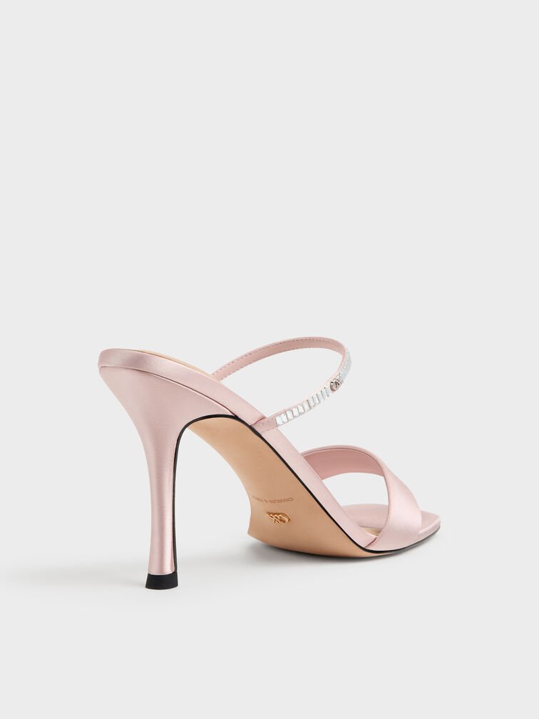 Gem Heeled Mules, Pink, hi-res
