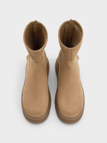 Leoi Faux Suede Chunky Ankle Boots, Camel, hi-res