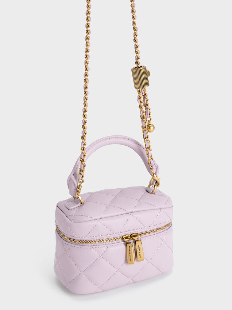 T&uacute;i x&aacute;ch h&igrave;nh hộp Quilted Vanity, X&aacute;m hoa lilac, hi-res