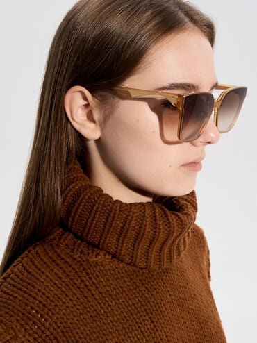Freya Recycled Acetate Square Sunglasses, Toffee, hi-res
