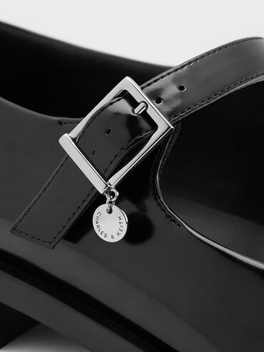 Circle-Charm Buckled Mary Janes, Black Boxed, hi-res