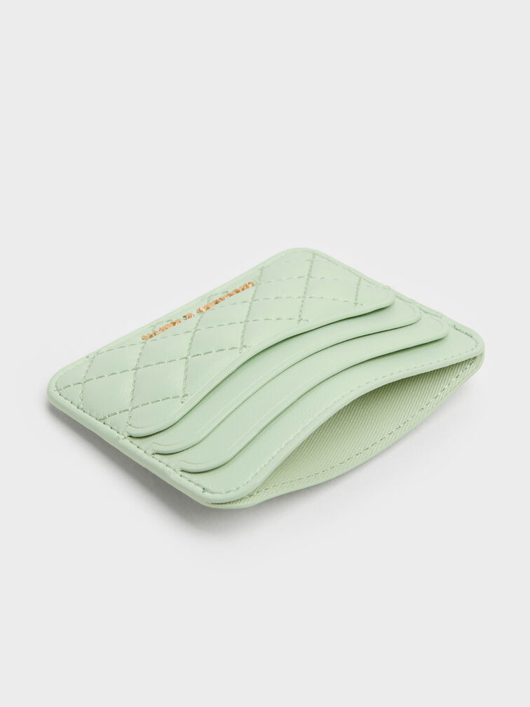 Cleo Quilted Card Holder, Mint Green, hi-res