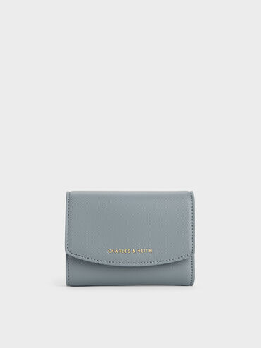 V&iacute; ngắn nắp gập Briony Curved Flap xanh kh&oacute;i, Smoky Blue, hi-res